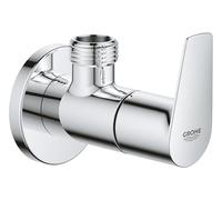 GROHE BauEdge Shut-Off Angle Valve 1/2" (Outlet Thread 1/2 Inch, Head Part 3/8 Inch, Screw Connection, Metal Lever), Chrome, 22009001