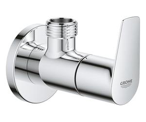 GROHE BauEdge Shut-Off Angle Valve 1/2" (Outlet Thread 1/2 Inch, Head Part 3/8 Inch, Screw Connection, Metal Lever), Chrome, 22009001