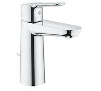 GROHE Bauedge Single-Lever Basin Mixer M-Size Eco-Friendly Tap with Pop-Up Waste Set, Chrome Finish 23759000