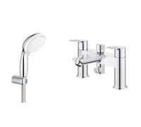 GROHE BauLoop Bath Shower Mixer Tap Twin Lever -Tempesta Wall holder set 2 spray