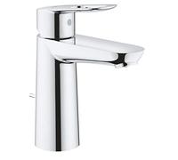 GROHE Bauloop Single-Lever Basin Mixer M-Size Water-Saving Tap with Pop-Up Waste Set, Chrome Finish 23762000