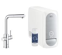 GROHE Blue Home 31927001 Kitchen Sink Faucet, Filtration, Gasification and Cooling System, Extendible Aerator, L-Shaped Spout, Chrome, 31927001