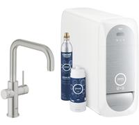GROHE Blue Home Duo Starter Kit - Kitchen Mixer Tap for Filtered, Chilled and Sparkling Water (Includes Cooler Unit, Filter and Co2 Carbonization Bottle), Stainless Steel Look 31456DC1