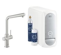 GROHE Blue Home Duo Starter Kit - Kitchen Mixer Tap for Filtered, Chilled and Sparkling Water (Includes Cooler Unit, Filter and Co2 Carbonization Bottle), Stainless Steel Look 31454DC1