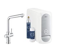 GROHE Blue Home Duo Starter Kit - Kitchen Mixer Tap for Filtered, Chilled and Sparkling Water (Includes Cooler Unit, Filter and Co2 Carbonization Bottle) High Swivel L-Spout, Chrome 31454001