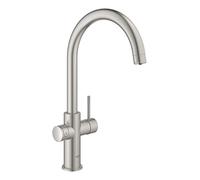 GROHE Blue Home - Starter kit with single lever kitchen mixer DUO C-spout with Cooler supersteel