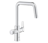 GROHE Blue Pure Eurosmart - 3 Way Water Filter Tap (High U-Spout, Swivel Area 150°, Dedicated Filter Handle, 28mm Ceramic Cartridge, 3/8 Inch Tails, Needs a Filter Starter Set), Chrome, 30583000