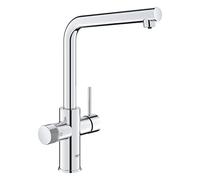 GROHE Blue Pure Minta - Kitchen Sink Mixer Tap for Filtered Water (High L-Shaped 150° Swivel Spout, Separate Inner Water Ways, Tails 3/8 Inch, Min. Pressure 1 bar, Easy to fit), Chrome, 30600000