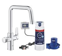 GROHE Blue Pure Start - Kitchen Sink Tap Starter Kit for Filtered Water (High U-Shaped 150° Swivel Spout, Under-Sink Activated Filter Set, Separate Inner Water Ways, Easy to Fit), Chrome, 30594000
