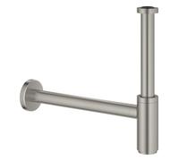 GROHE Bottle Trap for Basins Including Sliding Escutcheon, Brass Material, Screw-Top for Cleaning, Satin Steel, 28912MS0