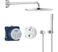 GROHE Grohtherm Concealed Shower Set With Aquadimmer - Thermostat, Head 310 mm, Arm 422 mm, Wall Holder, Hand Stick, Hose 1.25 m - Chrome, 34731000