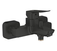 GROHE Dice Exposed Bath/Shower Mixer Tap with Automatic Diverter (Wall Mounted, Metal Lever, 35mm Ceramic Cartridge, Integrated Non-Return Valve, Spout with Aerator), Matt Black, 1018722430