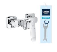 GROHE Dice Exposed Shower Mixer (Wall Mounted, Metal Lever, 35mm Ceramic Cartridge, Integrated Non-Return Valve, Protected Against Backflow, Easy to Fit with Included QuickSpanner), Chrome, 101874000