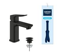 GROHE Dice Single Lever Basin Mixer Tap with Pop-Open Waste Set (S-Size 152 mm, 28 mm Ceramic Cartridge, Water Saving, Tails 3/8 Inch, Easy to Fit