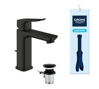 GROHE Dice Single Lever Basin Mixer with Pop-Up Waste Set (M-Size 172mm, 28 mm Ceramic Cartridge, Water Saving, Tails 3/8 Inch, Easy to Fit with The