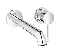 GROHE Essence 2-Hole Wall Mounted Basin Mixer Tap (Without Concealed Body, Metal Lever, Water Saving Mousseur 5.7 l/min, Centre Distance 110 mm, Spout Projection 230 mm, L-Size), Chrome, 19967001