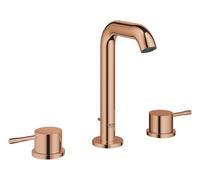 GROHE Essence - 3 Hole Basin Mixer Tap with Pop-Up Waste Set (Deck-Mounted, M-Size 193mm, Dual Handle Metal Lever, Ceramic Disc 90°, Water Saving Aerator 5.7 l/min), Warm Sunset, 20296DA1