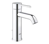GROHE Essence Basin Mixer Tap with Pop-Up Waste Set (S-Size 208, Metal Lever, 28 mm Ceramic Cartridge, Water & Energy Saving, 3/8 Inch Tails), Chrome, 23591001