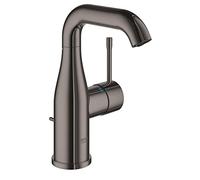 GROHE Essence Basin Tap with Pop-Up Waste Set (M-Size 193mm, Curved Swivel Spout, 28 mm Ceramic Cartridge, Water Saving, 3/8 Inch Tails, Min. Pressure 1 Bar), Hard Graphite, 23462A01
