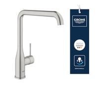GROHE Essence Kitchen Mixer Tap (High L-Spout 300 mm, 28 mm Ceramic Cartridge, Adjustable Swivel Area 360°, 3/8 Inch Tails), Supersteel, 30269DC0