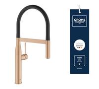 GROHE Essence Professional Kitchen Mixer Tap, Brushed Bronze, 30294DL0 | 360° Swivel Area, Pull-Down Professional Spray, SilkMove 28mm Ceramic Cartridge, EasyDock M Retraction, Monobloc
