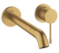 GROHE Essence Single Lever Wall Mounted 2 Hole Basin Mixer Tap (Without Concealed Body, Mousseur 5.7 l/min, 230mm Spout, Centre Distance 110 mm, Easy to Install), Brushed Gold, 19967GN1