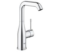 GROHE Essence Smooth Body Basin Mixer Tap (L-Size 244 mm, High Spout 360° Adjustable Swivel Range, 28 mm Ceramic Cartridge, Water Saving, 3/8 Inch Tails), Chrome, 23541001