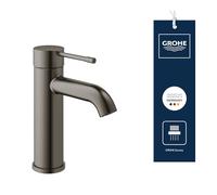GROHE Essence Smooth Body Basin Mixer Tap (S-Size 208mm, Metal Lever, 28 mm Ceramic Cartridge, Water Saving, 3/8 Inch Tails), Brushed Hard Graphite, 23590AL1