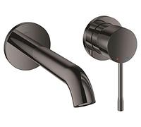 GROHE Essence Wall Mounted 2-Hole Basin Mixer Tap (M-Size, Metal Lever and Escutcheon, without Concealed Body, Centre Distance 110 mm, Projection 183 mm, Water Saving), Hard Graphite, 19408A01