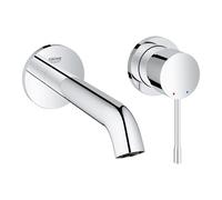 GROHE Essence - Wall Mounted 2 Hole Basin Mixer Tap (Metal Lever, Water Saving Mousseur 5.7 l/min, Centre Distance 110 mm, Projection 183 mm, Concealed Body Not Included), Chrome, 19408001