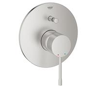 GROHE Essence Wall Mounted Bath/Shower Mixer Trim (Metal Lever and Escutcheon, with Automatic Bath/Shower Diverter, Concealed Body Not Included, Min. Pressure 1.0 Bar), Supersteel, 19285DC1