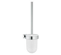 GROHE Essentials Cube - Toilet Brush Set - Material: Glass and Metal - Wall Mounted - Concealed Fastening - Durable Sparkling Sheen - Chrome - 40513001