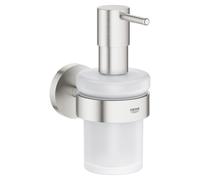 GROHE Essentials Holder with Soap Dispenser German Engineered, Metal In Stainless Steel-Look and with Concealed Fastening 40448DC1