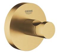 GROHE Essentials Robe Hook - Bathroom Wall Mounted Shower Towel Hanger (Metal, Concealed Fastening, Including Screws and Dowels, Suitable for Screwing or Gluing), Brushed Gold, 40364GN1
