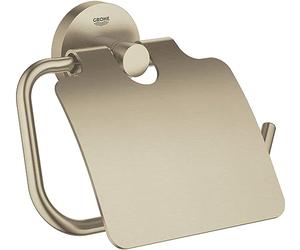 GROHE Essentials Toilet Paper Holder (with Cover), German Engineered, Metal in Brushed Nickel and with Concealed Fastening, 40367EN1