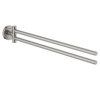 GROHE Essentials Towel Bar (439mm) with Two Swivel Arms German Engineered, Metal In Stainless Steel-Look and with Concealed Fastening 40371DC1