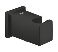 GROHE Euphoria Cube Shower Outlet Elbow with Wall Shower Holder, Male Connection Thread 1/2 Inch, Protected Against Backflow, Matt Black, 263702430
