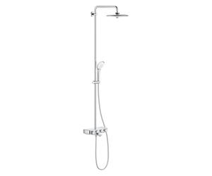 GROHE Euphoria SmartControl 260 - Shower System with Bath Cool Touch Thermostat (3 Spray Head Shower 26cm, 3 Spray Hand Shower 11cm, Horizontal Swivable 45cm Shower Arm, Hose 1.75 m), Chrome, 26510000