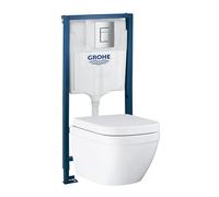 Grohe Euro Alpine White Wall Hung Toilet With Soft Close Seat & Concealed Cistern