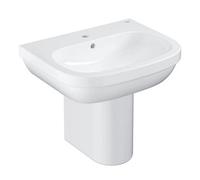 Grohe Euro Gloss White Oval Wall-Mounted Semi-Pedestal Basin
