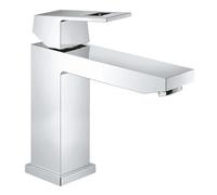 GROHE Eurocube - Bathroom Basin Mixer Tap - Smooth Body - Monobloc Installation - Metal Lever - Medium High Spout - 28 mm Ceramic Cartridge - Water Saving Mousseur 5.7 l/min - Chrome - 23446000