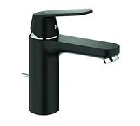 GROHE Eurosmart Cosmopolitan Single-Lever Basin Mixer A Water-Saving Tap with Medium High Spout and Pop-Up Waste Set in Midnight Black, 23325KW0