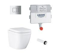 Grohe Even & Euro Alpine White Back To Wall Toilet With Soft Close Seat & Concealed Cistern