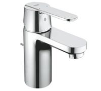 GROHE Get - Bathroom Low Pressure Basin Mixer Tap with Pop-Up Waste Set (Metal Lever, 35 mm Ceramic Cartridge, Tails 3/8 Inch), S-Size 139 mm, with QuickTool, Chrome, 23835000