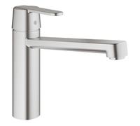 GROHE Get - Kitchen Sink Mixer Tap (Monobloc Installation, Single Lever, Medium High Spout, 35 mm Ceramic Cartridge, Swivel Area 140°, Tails 3/8 Inch), Size 200 mm, Supersteel, 30196DC0