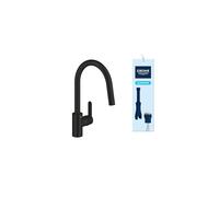 GROHE Get - Kitchen Sink Pull-Out Mixer Tap (2 Spray Options, High Spout 381mm, 360Â Swivel Range, 35mm Ceramic Cartridge, Smooth Docking, Tails 3/8