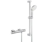 Grohe Grohtherm 1000 Thermostatic Shower Set, Chrome, 1/2" - Tempesta Hand Shower, 600 mm Rail (Low Pressure)