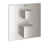 Grohe Thermostatic Bath Shower Mixer Grohtherm Cube 1 Output With Stop Valve 158x43mm Supersteel