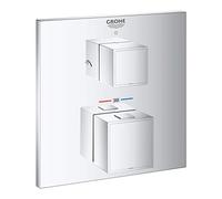 GROHE Grohtherm Cube Thermostatic Shower Mixer Trim Set to Control 2 Showers, Concealed Installation, Chrome, 24154000