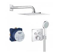 Grohe Grohtherm SmartControl concealed shower system, with Rainshower F-Series 10 overhead shower set, chrome - 34742000